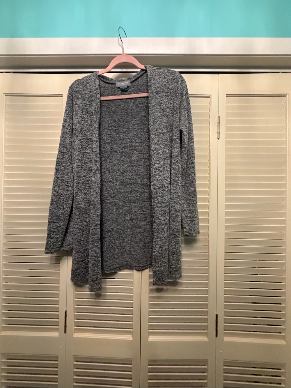Liz Claiborne Studio Gray Open Front Cardigan